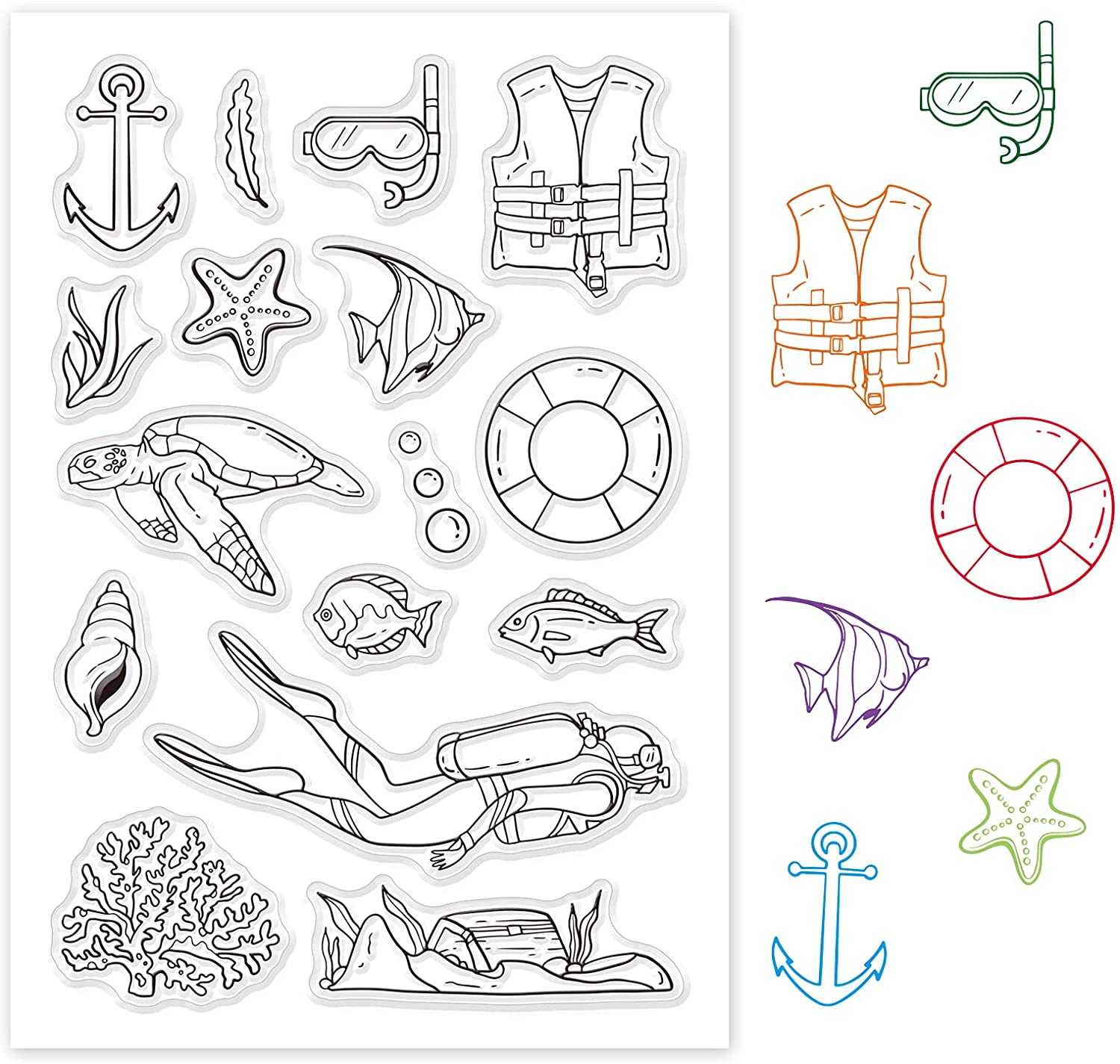 1pc oceano mundo mergulho selo - Clear Silicone Stamps For Card Making avaliação e preço