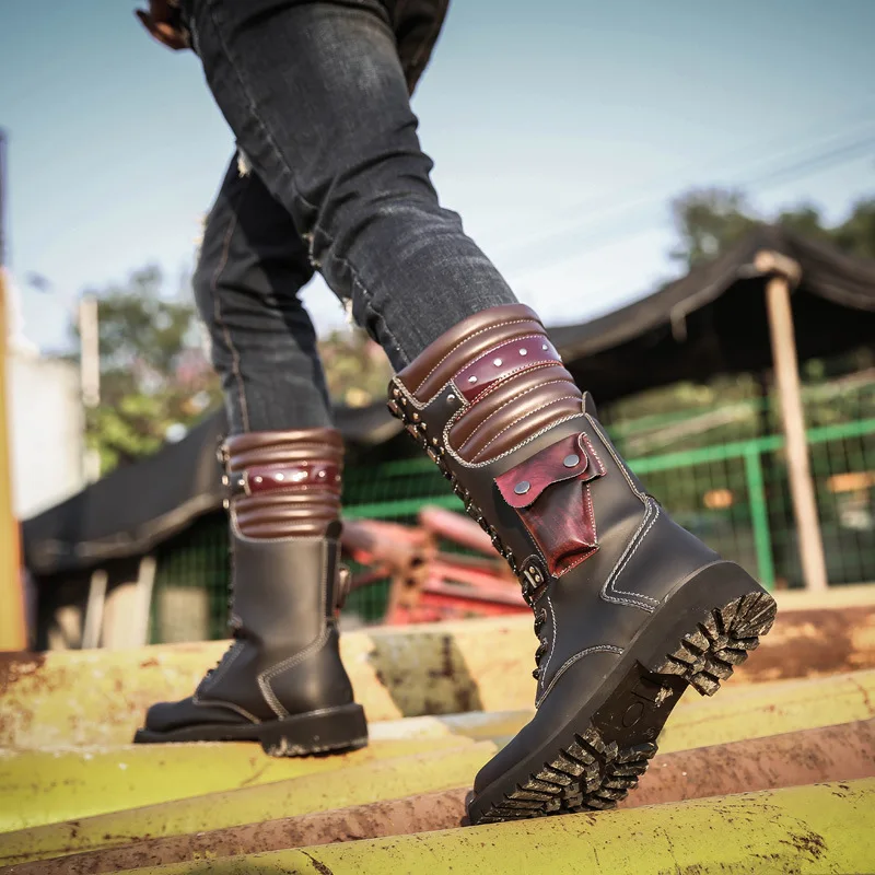 Homens joelho botas de couro a - Craft Tools avaliação e preço
