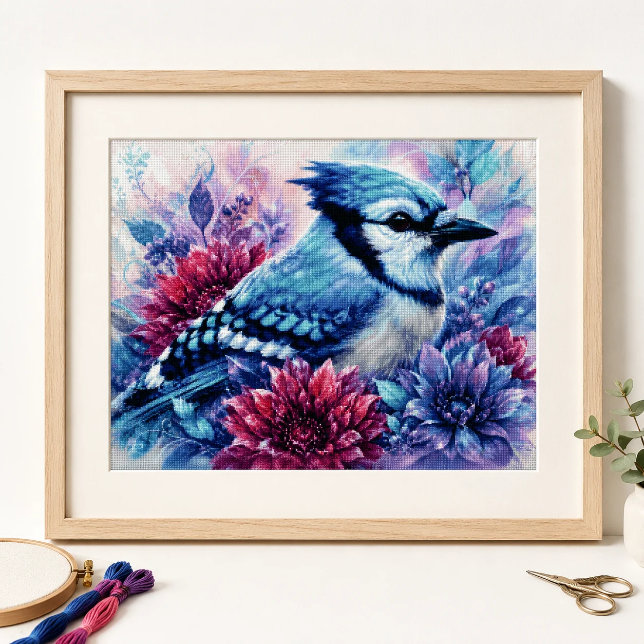 [ZZ8680-Garça Azul] |   Kit de - Cross Stitch Stamped Kits Beginners avaliação e preço